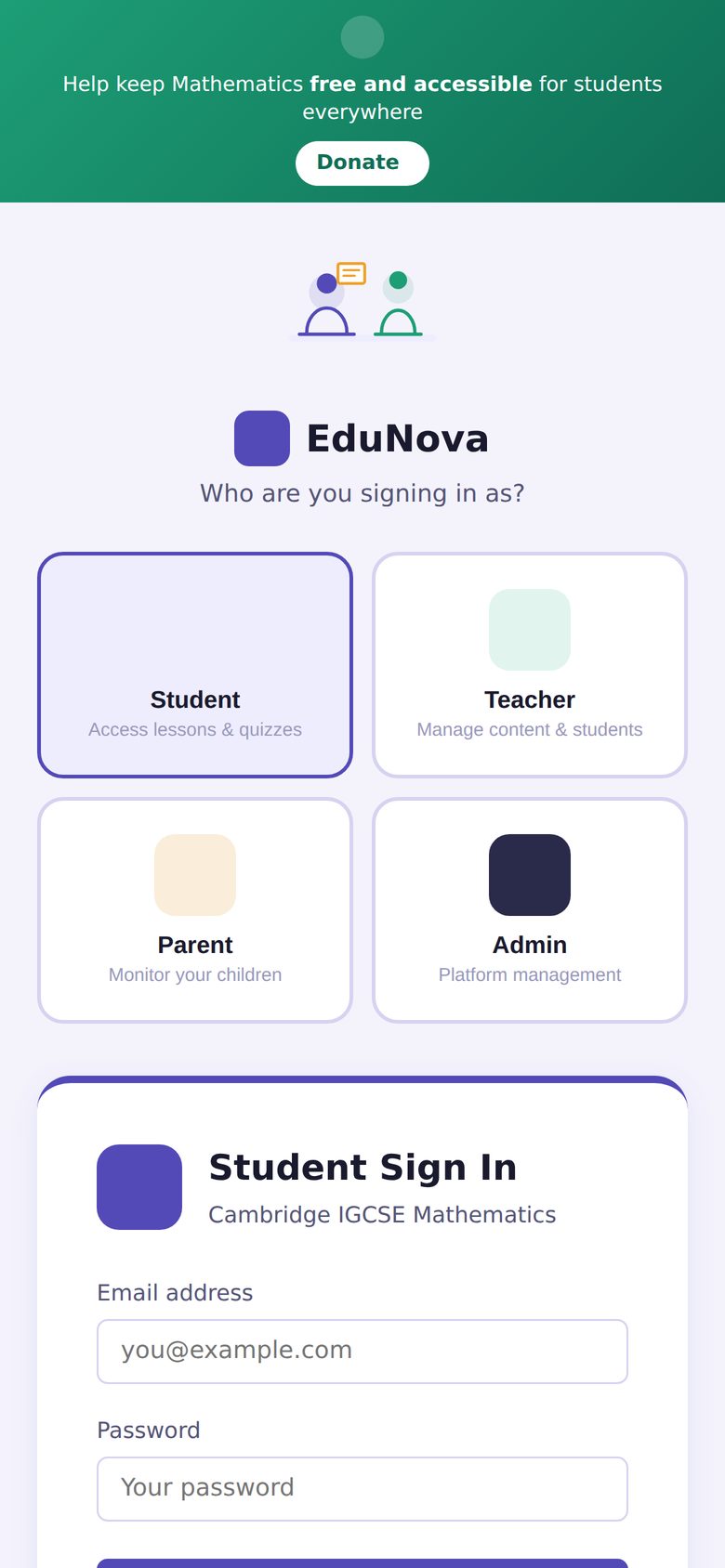 EduNova on mobile